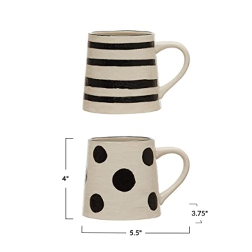 Hand-Painted Whimsical Stoneware Mugs - Set of 2