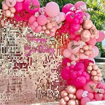 RUBFAC Hot Pink Balloons Different Sizes 105pcs 5/10/12/18 Inch for Garland Arch, Latex Party Balloons for Wedding Birthday Baby Shower Anniversary Valentine's Day Princess Theme Party Decoration