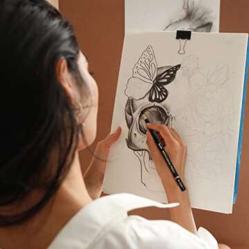 Brusarth Professional Charcoal Pencils Drawing Set - 6 Pieces Soft Medium and Hard Charcoal Pencils for Drawing, Sketching, Shading