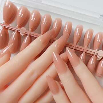 240pc Colored Stiletto False Nails Full Cover Soft Gel Acrylic Tips Pointy Fake Nail Artificial Fing...