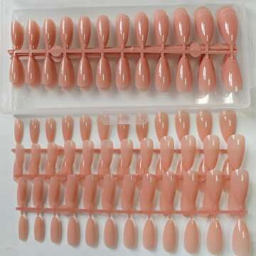 240pc Colored Stiletto False Nails Full Cover Soft Gel Acrylic Tips Pointy Fake Nail Artificial Fingernails Manicure Designs Decor for Women Girls Home Salon DIY.