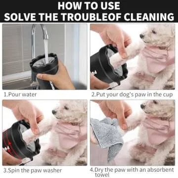 Dog Paw Cleaner, Washer, Buddy Muddy Pet Foot Cleaner for Small Medium Large Breed Dogs/Cats (with 3 absorbent towel) (Black, Small)