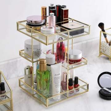 Gold 360° Makeup Organizer for Bathroom & Dresser