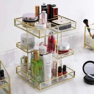 Gold 360° Makeup Organizer for Bathroom & Dresser