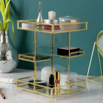 Gold 360° Makeup Organizer for Bathroom & Dresser