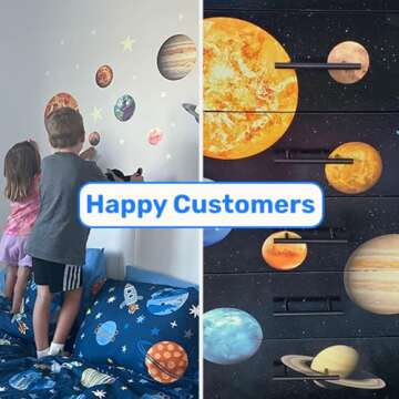 Glow in The Dark Stars and Planets, Bright Solar System Wall Stickers -Glowing Ceiling Decals for Kids Bedroom Any Room,Shining Space Decoration, Birthday Christmas Gift for Boys and Girls (Green)