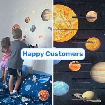 Glow in The Dark Stars and Planets, Bright Solar System Wall Stickers -Glowing Ceiling Decals for Kids Bedroom Any Room,Shining Space Decoration, Birthday Christmas Gift for Boys and Girls (Green)