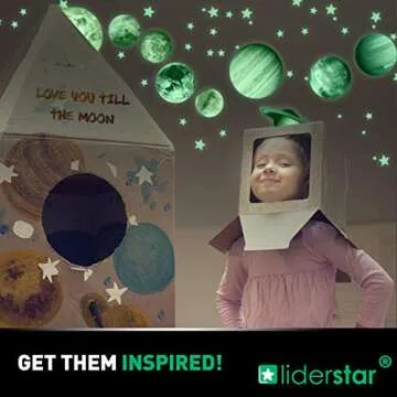 Glow in The Dark Stars and Planets, Bright Solar System Wall Stickers -Glowing Ceiling Decals for Kids Bedroom Any Room,Shining Space Decoration, Birthday Christmas Gift for Boys and Girls (Green)