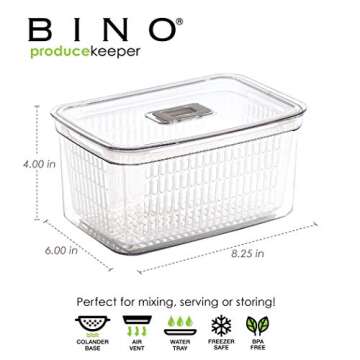 BINO | Produce Saver - 6.8 Cup/1.6L | Fridge Storage Containers for Fruits and Vegetables | Vegetabl...