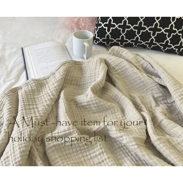 KyraHome Organic Cotton Throw Blanket for Cozy Living Rooms