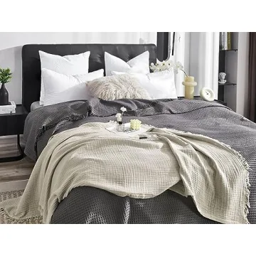 KyraHome Organic Cotton Throw Blanket for Cozy Living Rooms