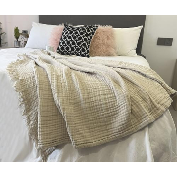 KyraHome Organic Cotton Throw Blanket for Cozy Living Rooms