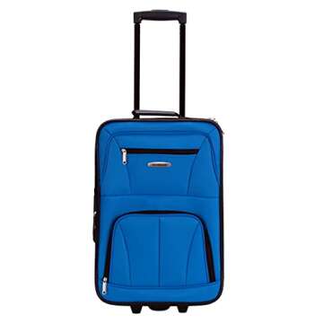 Rockland Fashion Softside Upright Luggage Set,Expandable, Blue, 2-Piece (14/19)