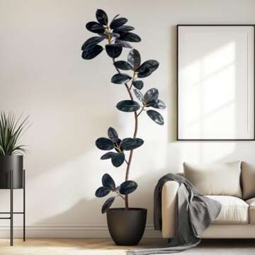 Bailikang 6ft Artificial Rubber Tree for Indoor and Outdoor Use