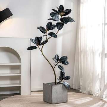 Bailikang 6ft Artificial Rubber Tree for Indoor and Outdoor Use