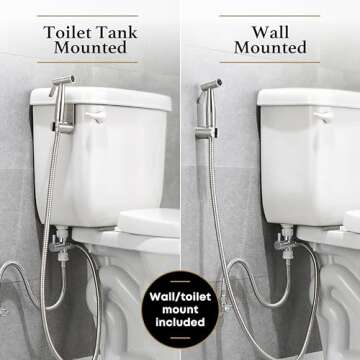 Purrfectzone Bidet Sprayer for Toilet, Handheld Sprayer Kit, Cloth Diaper Sprayer Set - Easy to Install - Stainless Steel