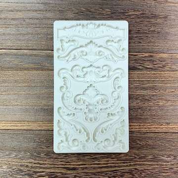 KAKIWYHHH Baroque Curlicues Scroll Lace Border Relief Flower Lace Filigree Sculpted Decoration Fondant,Sugar Craft,Cake Decorating,Molds, Epoxy Resin Silicone,Baking DIY,Craft,Soap,Polymer Clay