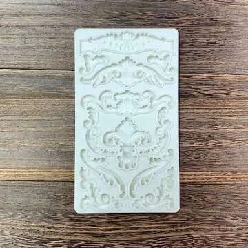 KAKIWYHHH Baroque Curlicues Scroll Lace Border Relief Flower Lace Filigree Sculpted Decoration Fondant,Sugar Craft,Cake Decorating,Molds, Epoxy Resin Silicone,Baking DIY,Craft,Soap,Polymer Clay