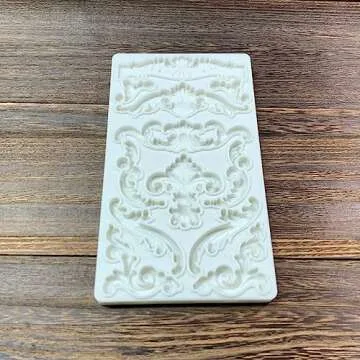 KAKIWYHHH Baroque Curlicues Scroll Lace Border Relief Flower Lace Filigree Sculpted Decoration Fondant,Sugar Craft,Cake Decorating,Molds, Epoxy Resin Silicone,Baking DIY,Craft,Soap,Polymer Clay