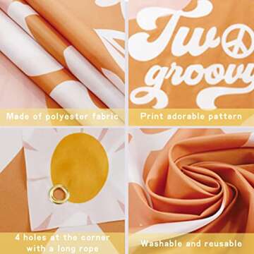 Vibrant Two Groovy Hippie Banner for 2nd Birthday