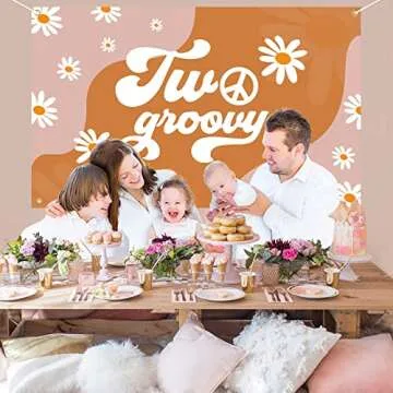 Vibrant Two Groovy Hippie Banner for 2nd Birthday