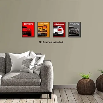Classic Supercar Wall Art Prints, Set of 4 (8x10)
