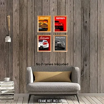 Classic Supercar Wall Art Prints, Set of 4 (8x10)
