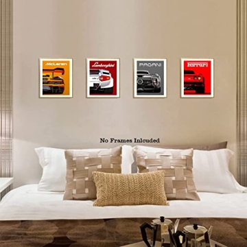 Classic Supercar Wall Art Prints, Set of 4 (8x10)