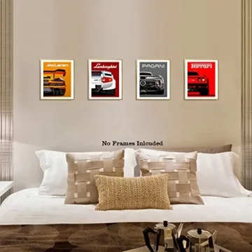 Classic Supercar Wall Art Prints, Set of 4 (8x10)