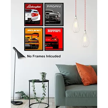 Classic Supercar Wall Art Prints, Set of 4 (8x10)