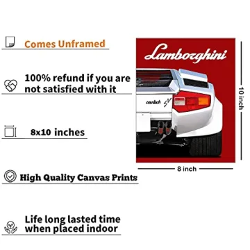 Classic Supercar Wall Art Prints, Set of 4 (8x10)