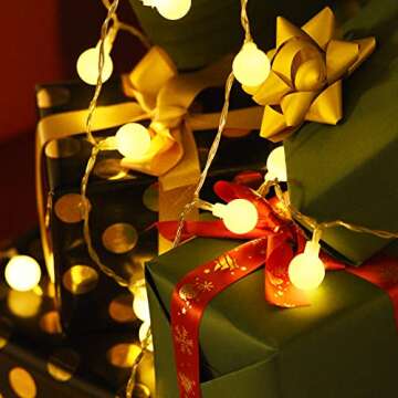 Globe String Lights, 40LED 13FT String Lights Battery Powered, Waterproof Outdoor Indoor String Lights for Bedroom, String Lights Battery Powered, Battery Operated Christmas Lights (Warm White)