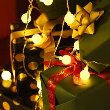 Globe String Lights, 40LED 13FT String Lights Battery Powered, Waterproof Outdoor Indoor String Lights for Bedroom, String Lights Battery Powered, Battery Operated Christmas Lights (Warm White)
