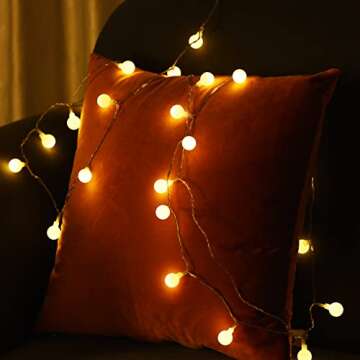 Globe String Lights, 40LED 13FT String Lights Battery Powered, Waterproof Outdoor Indoor String Lights for Bedroom, String Lights Battery Powered, Battery Operated Christmas Lights (Warm White)