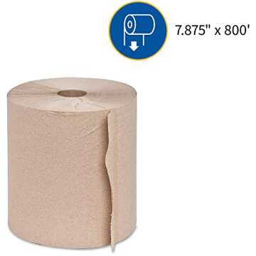 Genuine Joe GJO22600 Embossed Hardwound Roll Towels (Pack of 6), Natural
