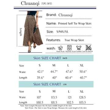 Chuanqi Women's Boho Floral Print Maxi Skirts High Waist Self Tie Summer Beach Wrap Long Skirts Coffee