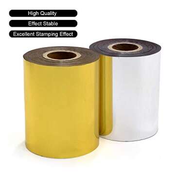 Hot Foil Stamping Paper 1 Roll Gold + 1 Roll Silver 3" x 400ft PU Heat Transfer Anodized Gilded Paper for Hot Foil Stamping Machine (3 inch, Gold+Silver)