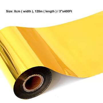 Hot Foil Stamping Paper 1 Roll Gold + 1 Roll Silver 3" x 400ft PU Heat Transfer Anodized Gilded Paper for Hot Foil Stamping Machine (3 inch, Gold+Silver)