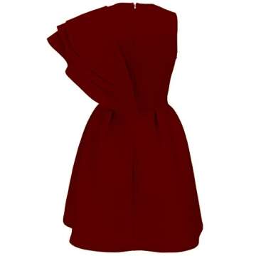 Uhnice Women's Ruffle One Shoulder Bodycon Party Club Cocktail Evening Dress (Small, Wine)