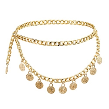 Jurxy Alloy Waist Chain Body Chain for Women - Gold Pendant Adjustable Harness
