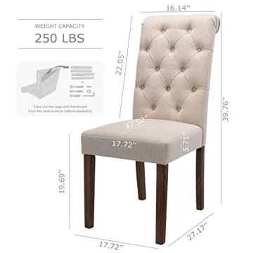 Stylish COLAMY Button Tufted Dining Chairs Set of 6