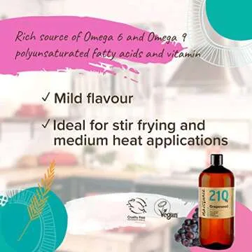 naissance Grapeseed Oil 32 fl oz Pure & Natural, Vegan, Hexane Free, Non GMO - Ideal for Aromatherapy and as a Massage Base Oil - Natural Moisturizer and Conditioner for Hair & Skin