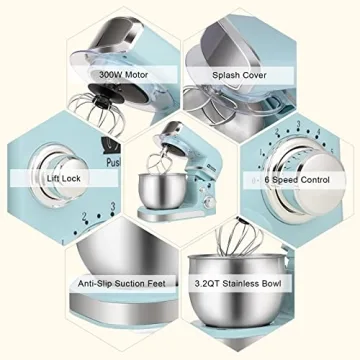 Portable 3.2Qt Kitchen Stand Mixer for Home Use in Blue