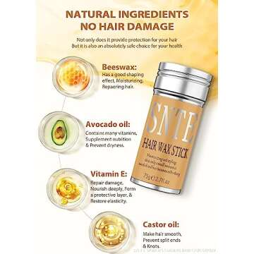 Samnyte Hair Wax Stick for Flyaways, Fly Away Hair Tamer Stick for Baby Hair, Hair Finishing Stick Works in 3 Seconds, Hair Wax Stick for Long-Lasting Fixed Hair Styling, Wax Stick for Hair