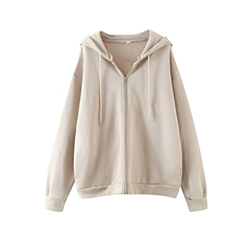 MISSACTIVER Women’s Vintage Solid Drawstring Hoodies Zip Up Oversized E-girl 90s Sweatshirt Basic ...
