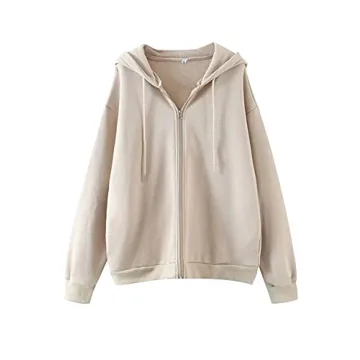 MISSACTIVER Women’s Vintage Solid Drawstring Hoodies Zip Up Oversized E-girl 90s Sweatshirt Basic ...