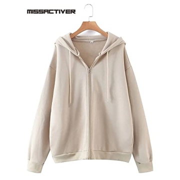 MISSACTIVER Women's Vintage Oversized Zip Up Hoodie