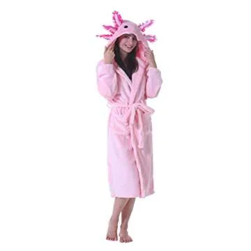 CuteOn Pink Axolotl Hooded Wrap Bathrobe for All Ages