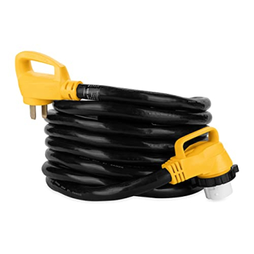Camco Power Grip 25-Ft 50 Amp RV Extension Cord w/90° Locking End - Rated for 125/250V & 12,500W - ...