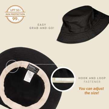 Hot Summer Bucket Hat - Trendy Cotton Sun Hat for Beach, Golf, Fishing - Fun Outdoor Vacation Boonie...